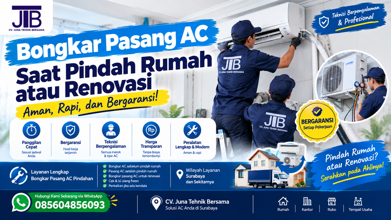 Bongkar Pasang AC Pindahan Rumah, Aman dan Bergaransi