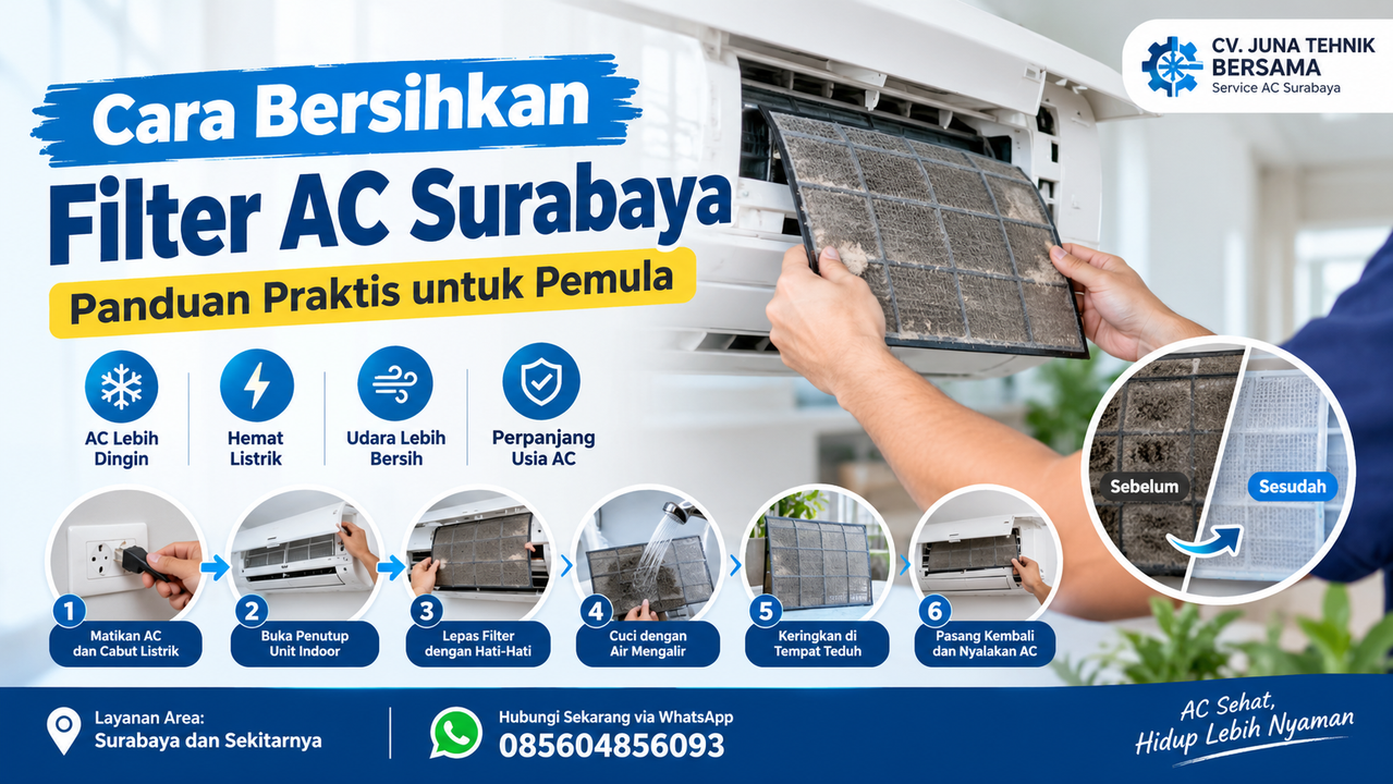 Cara Bersihkan Filter AC Surabaya, Panduan Praktis untuk Pemula